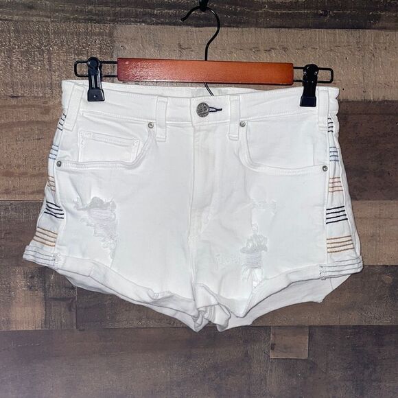 McGuire Damn Fine Baja High Rise White Jean Shorts with Embroidery - Picture 3 of 12